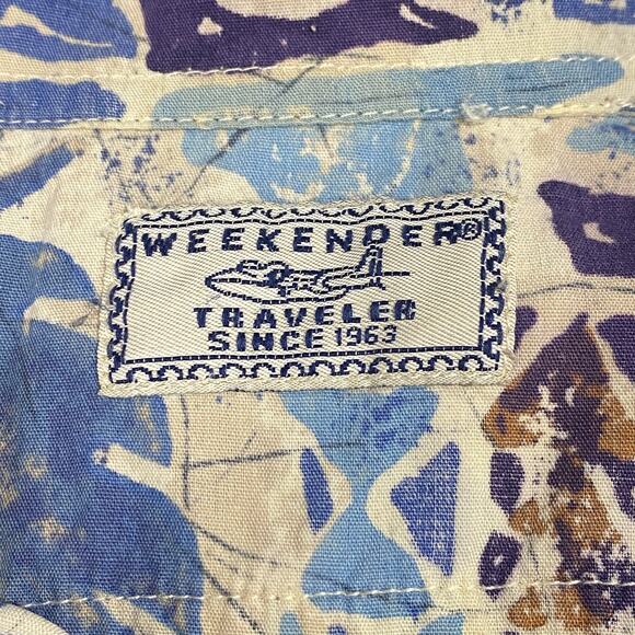 Weekender Traveler Tropical Hawaiian Aloha Camp Shirt Pocket Short Sleeve L - Picture 6 of 6